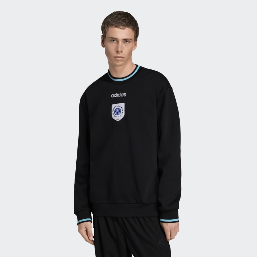 ADIDAS / アディダス FOOT BALL CREW NECK SWEAT BLACK adidas Originals Fussball Club Sweatshirt Black | Mainline